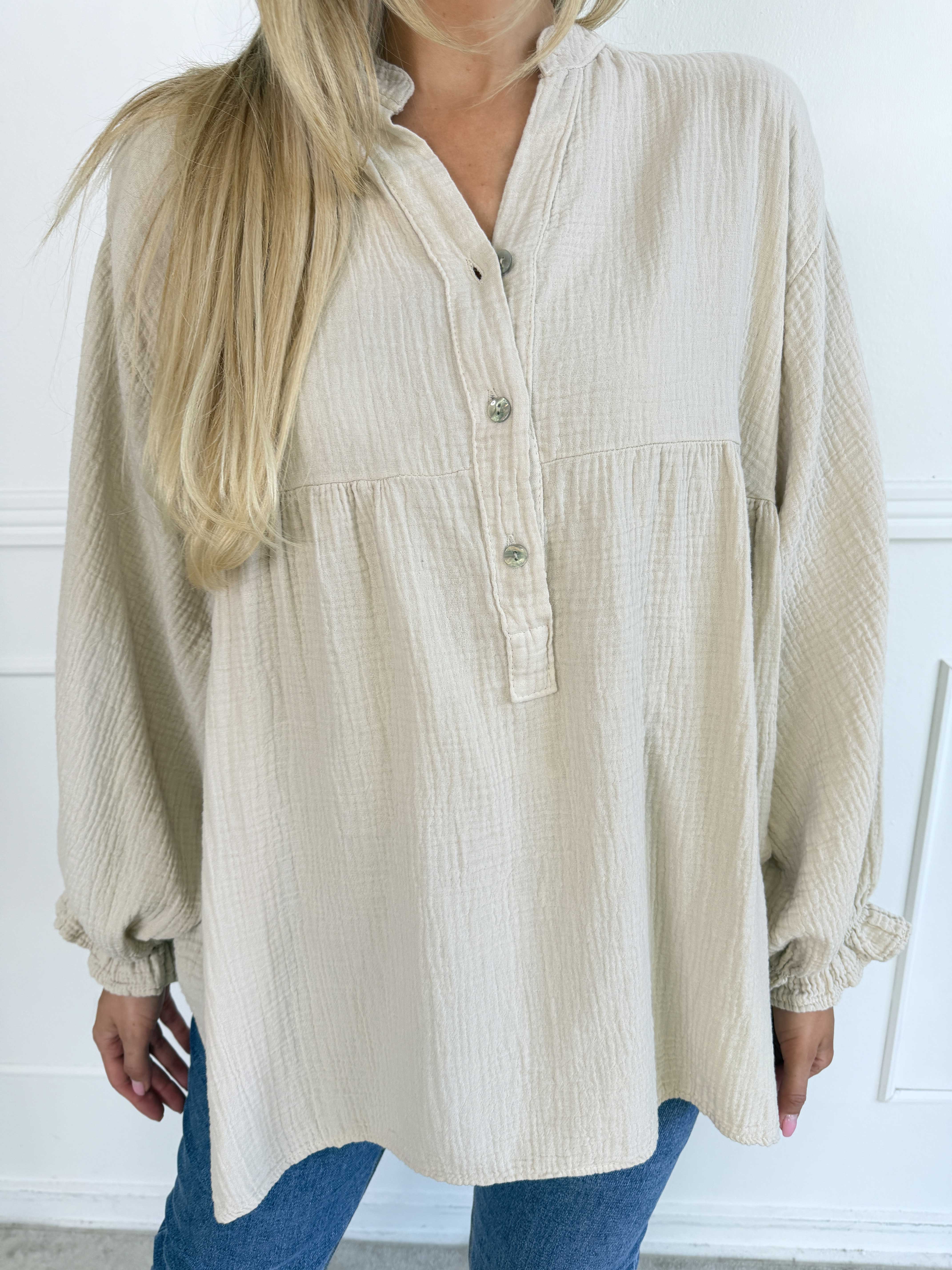 Diva Plain – Enfärgad plus size tunika i mjuk bomullsmuslin